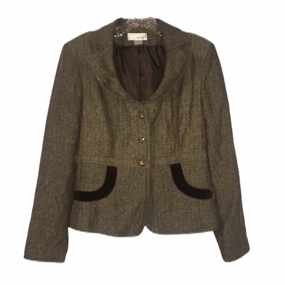 Vintage Spiegel Cropped Blazer Brown Tweed 6‎ - Picture 12 of 13